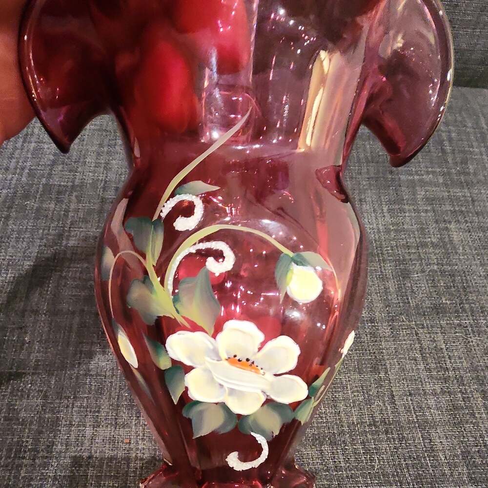 Fenton Glass Messenger Cranberry Basket - Picture 9 of 12